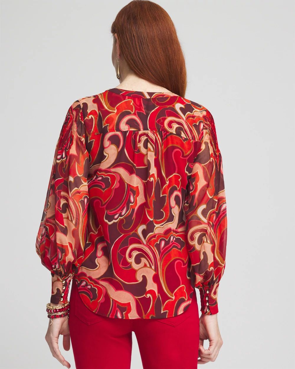 Priya Swirl Pintuck-Sleeve Blouse click to view larger image.