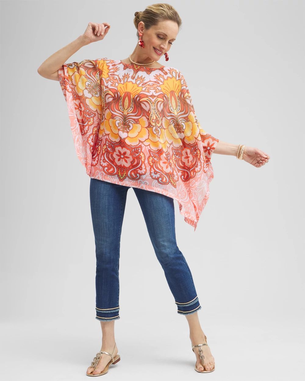Chiffon Paisley Poncho