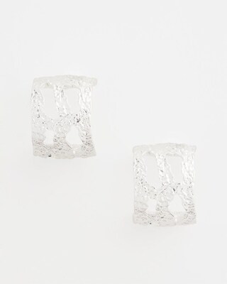No Droop® Cutout Silvertone Hoop Earrings click to view larger image.