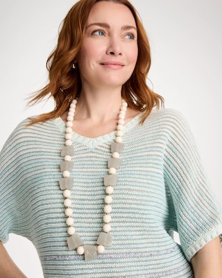 Long Geo Beaded Necklace click to view larger image.