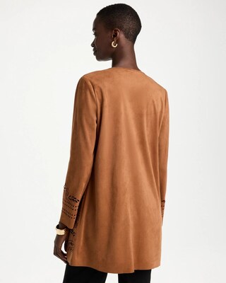 Faux Suede Cutwork Longline Jacket click to view larger image.