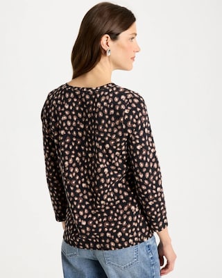 Cotton Stretch 3/4 Sleeve Polka Dot Tee click to view larger image.