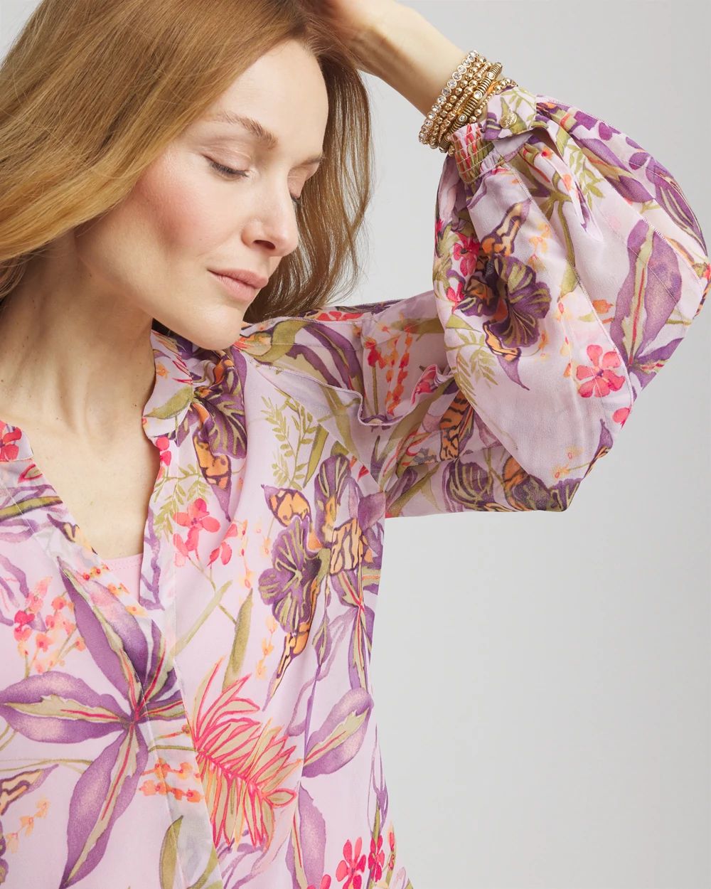 Floral Georgette Pintuck Blouse