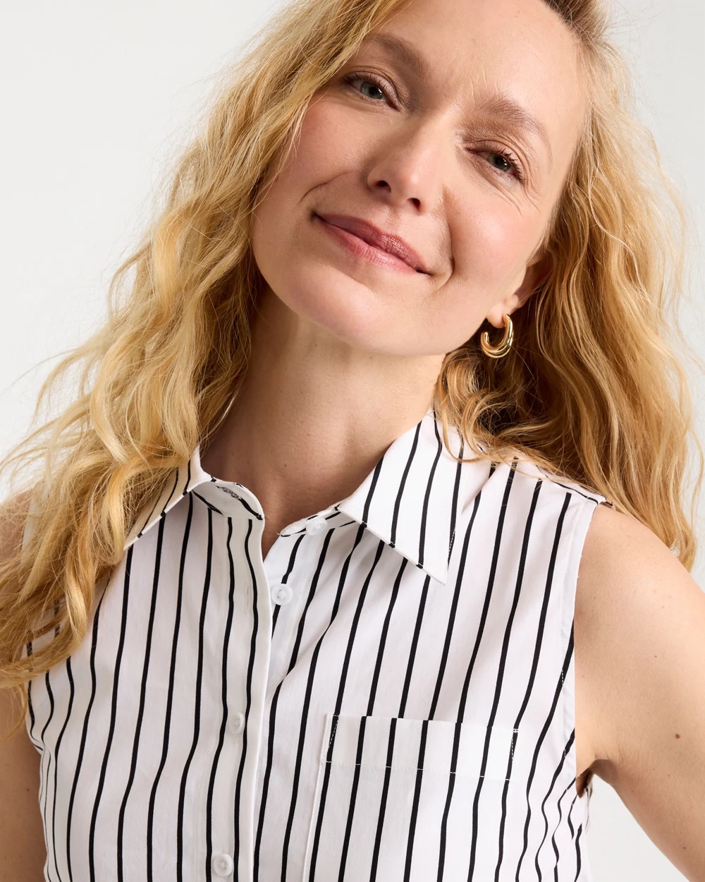 Poplin Cotton Collared Striped Tunic