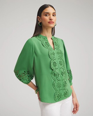 Satin Eyelet Top