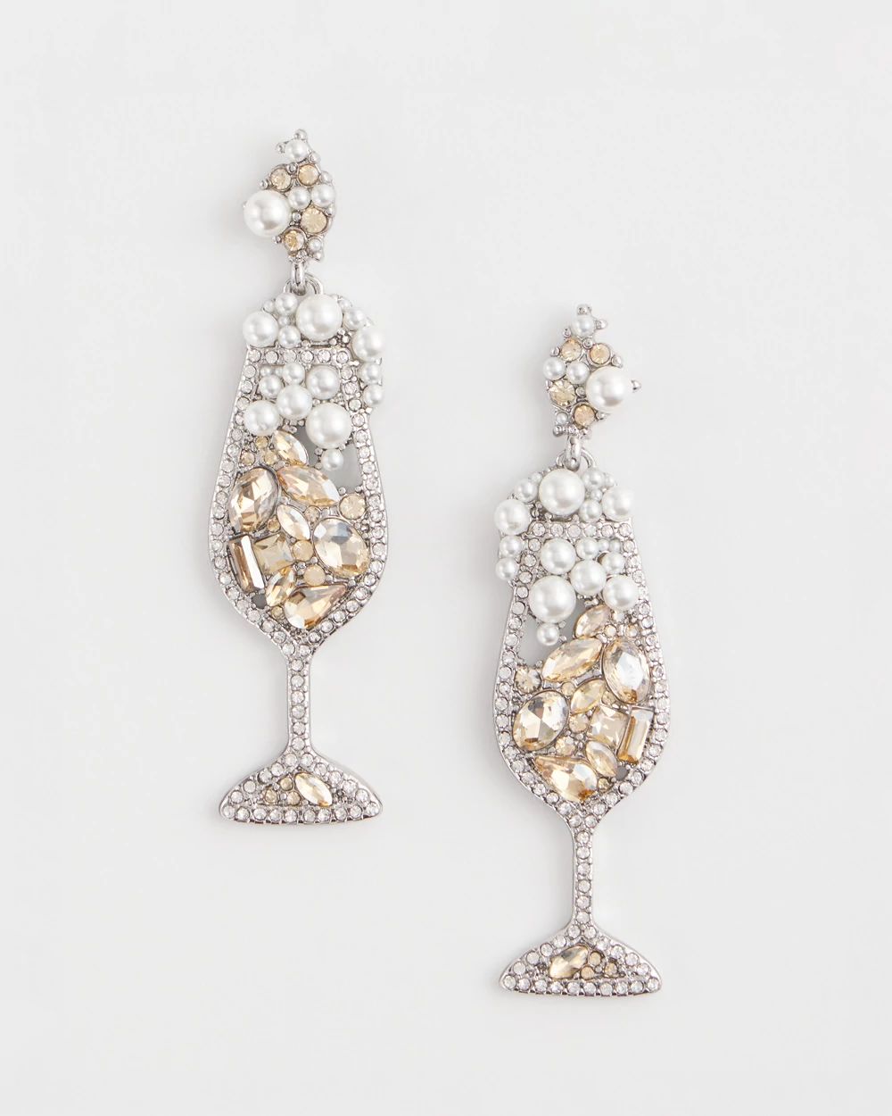 No Droop™ Embellished Champagne Earrings