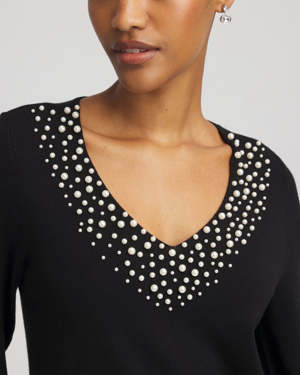 Ella Embellished V-Neck Sweater click to view larger image.