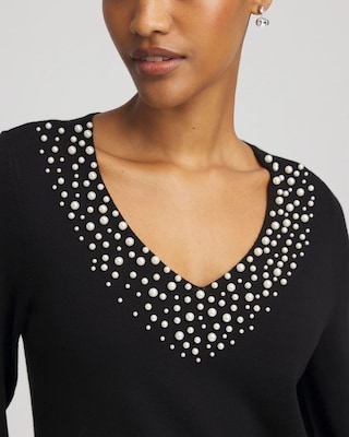 Ella Embellished V-Neck Sweater click to view larger image.