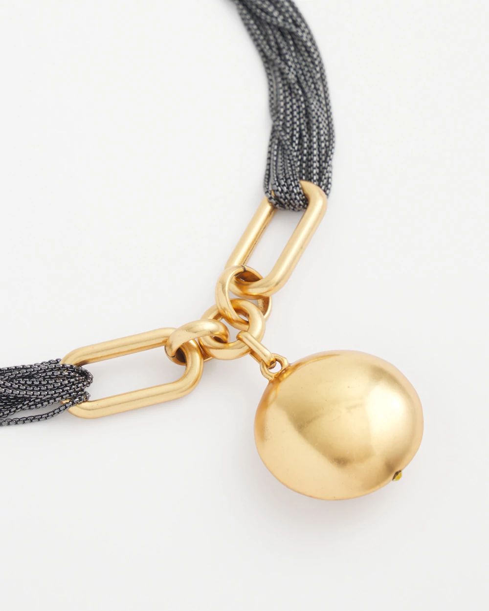 Mixed Metal Sphere Short Pendant Necklace