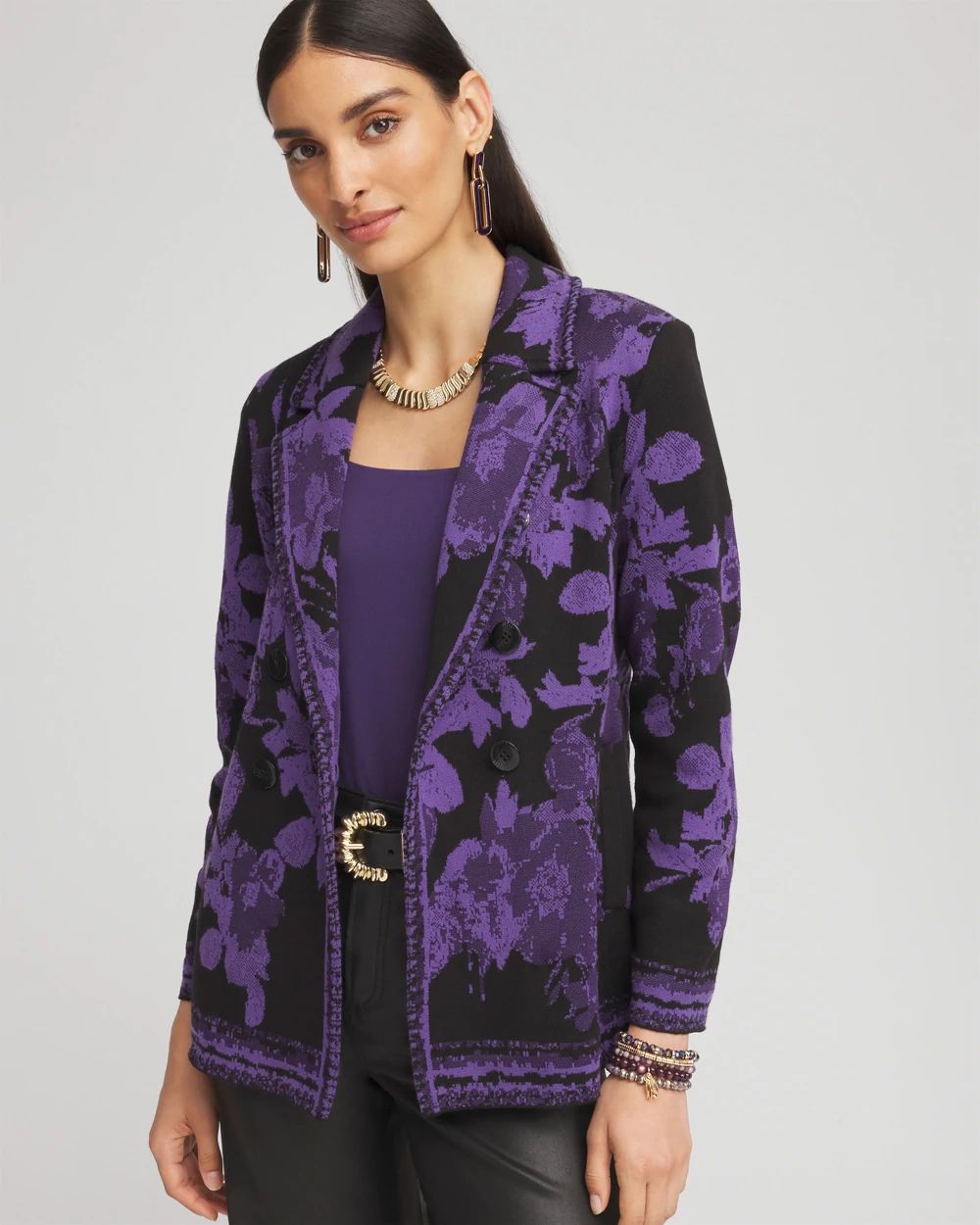 Double-Breasted Sweater Blazer