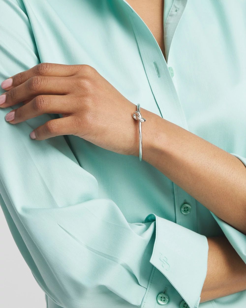 Silver Tone Knot Cuff Bracelet