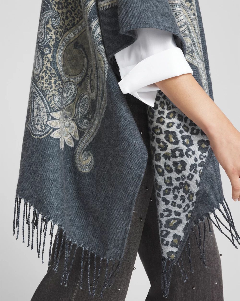 Paisley Leopard Reversible Ruana click to view larger image.