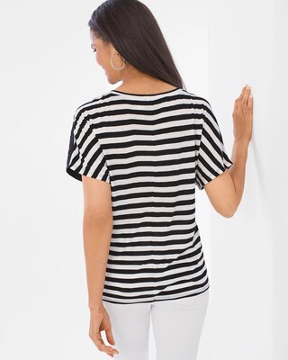 Epic Striped Lace-Yoke Top