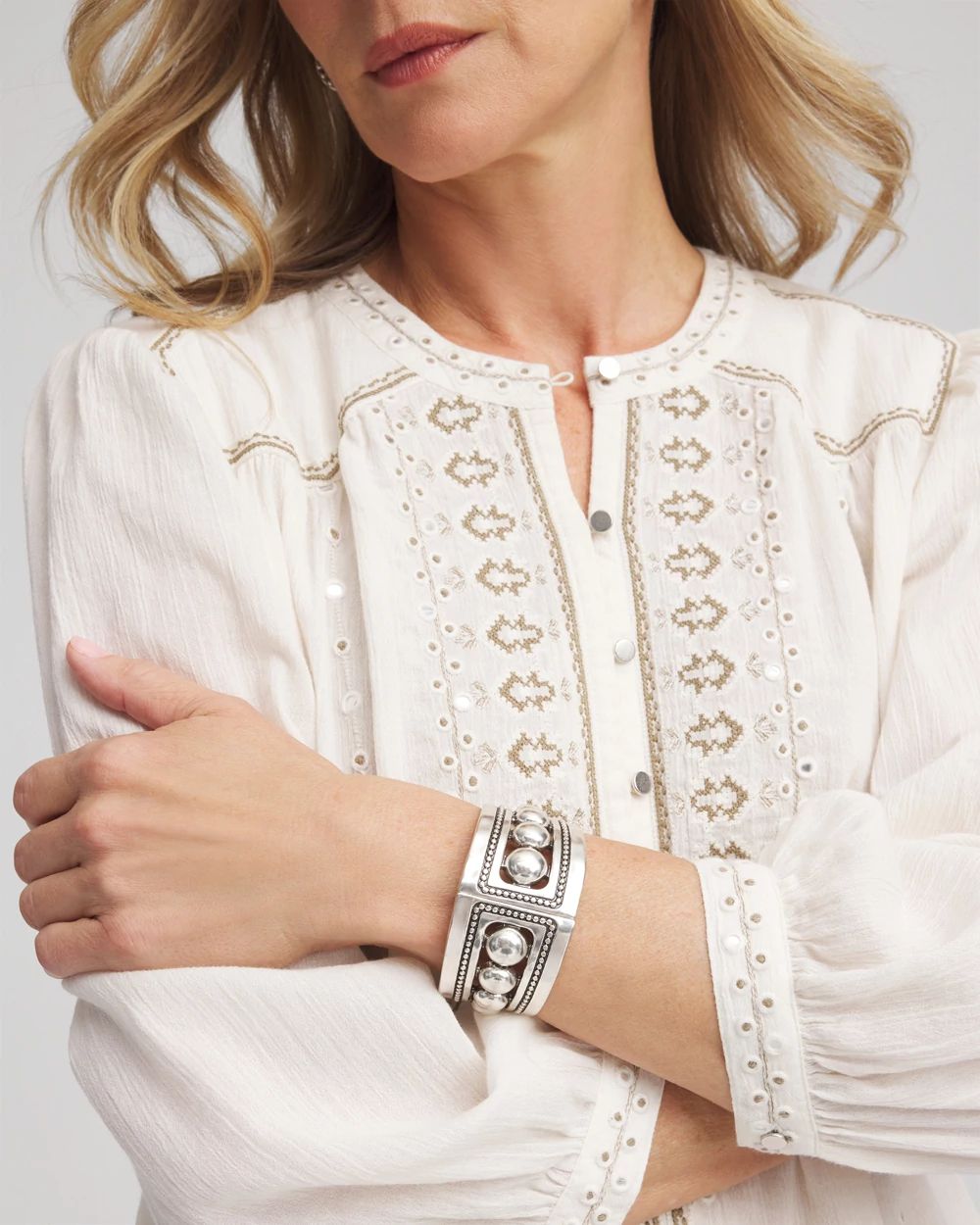 Silvertone Stretch Hinge Bracelet