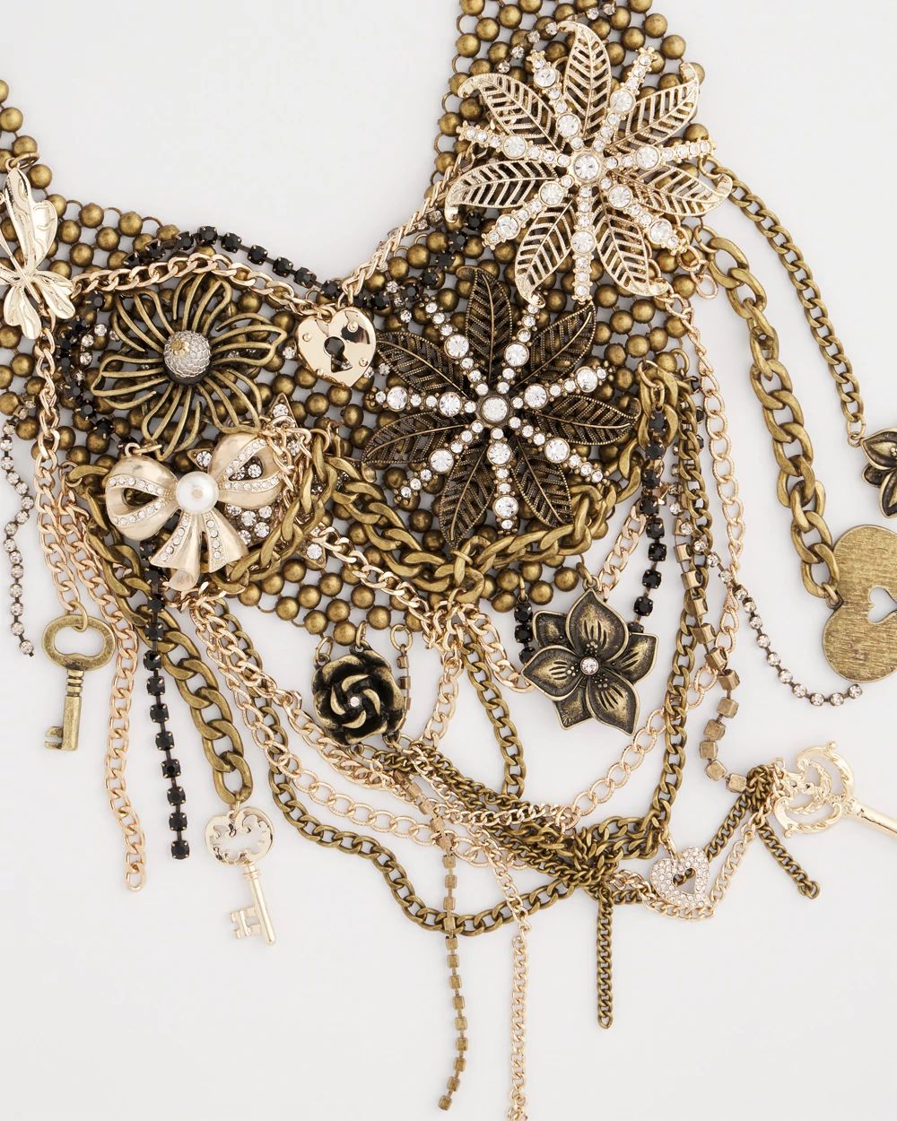 Chico’s Originals Lock & Key Floral Statement Necklace