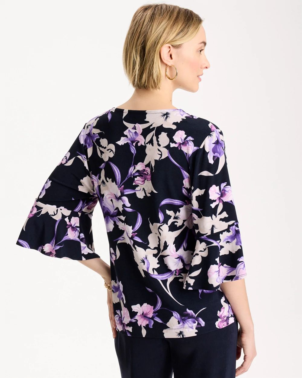 Travelers™ Amethyst Iris Flounce-Sleeve Top click to view larger image.