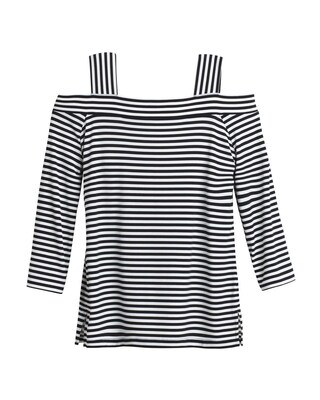 Knit Kit Slender Stripe Cold-Shoulder Top