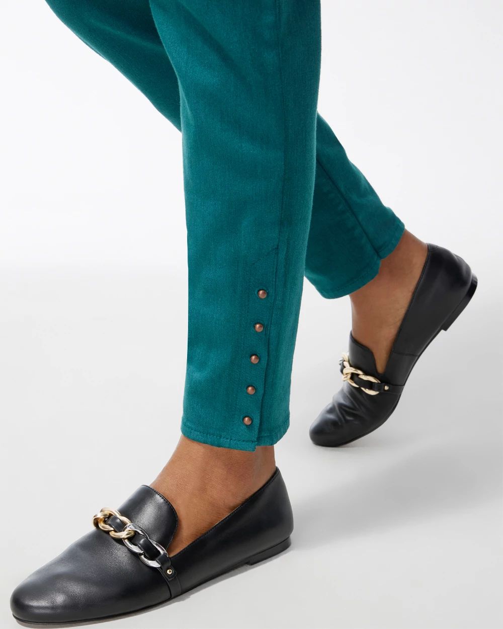 Studded Hem Pull-On Ankle Jeggings
