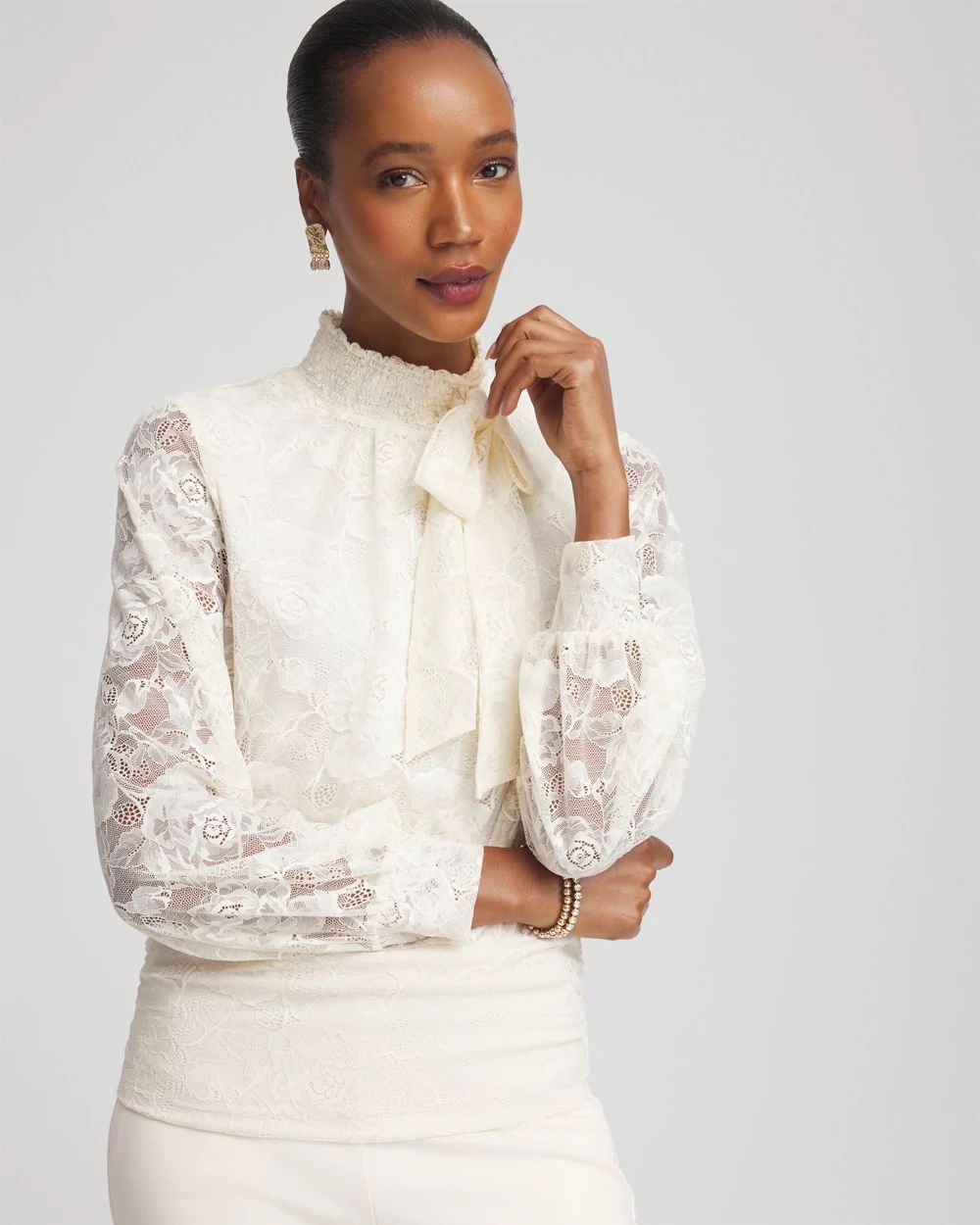 Tie-Neck Banded-Bottom Top