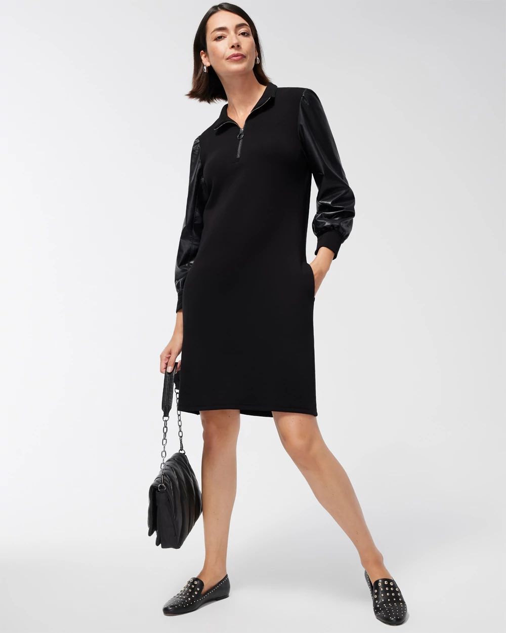 Zenergy Faux Leather Mix Dress