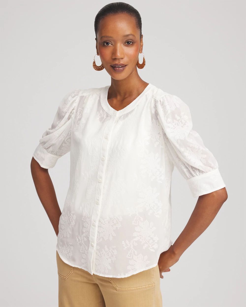 Chiffon Puff Sleeve Shirt