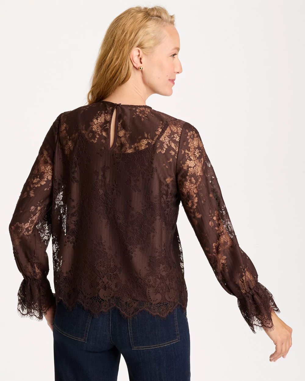 Lace Blouson Sleeve Blouse click to view larger image.