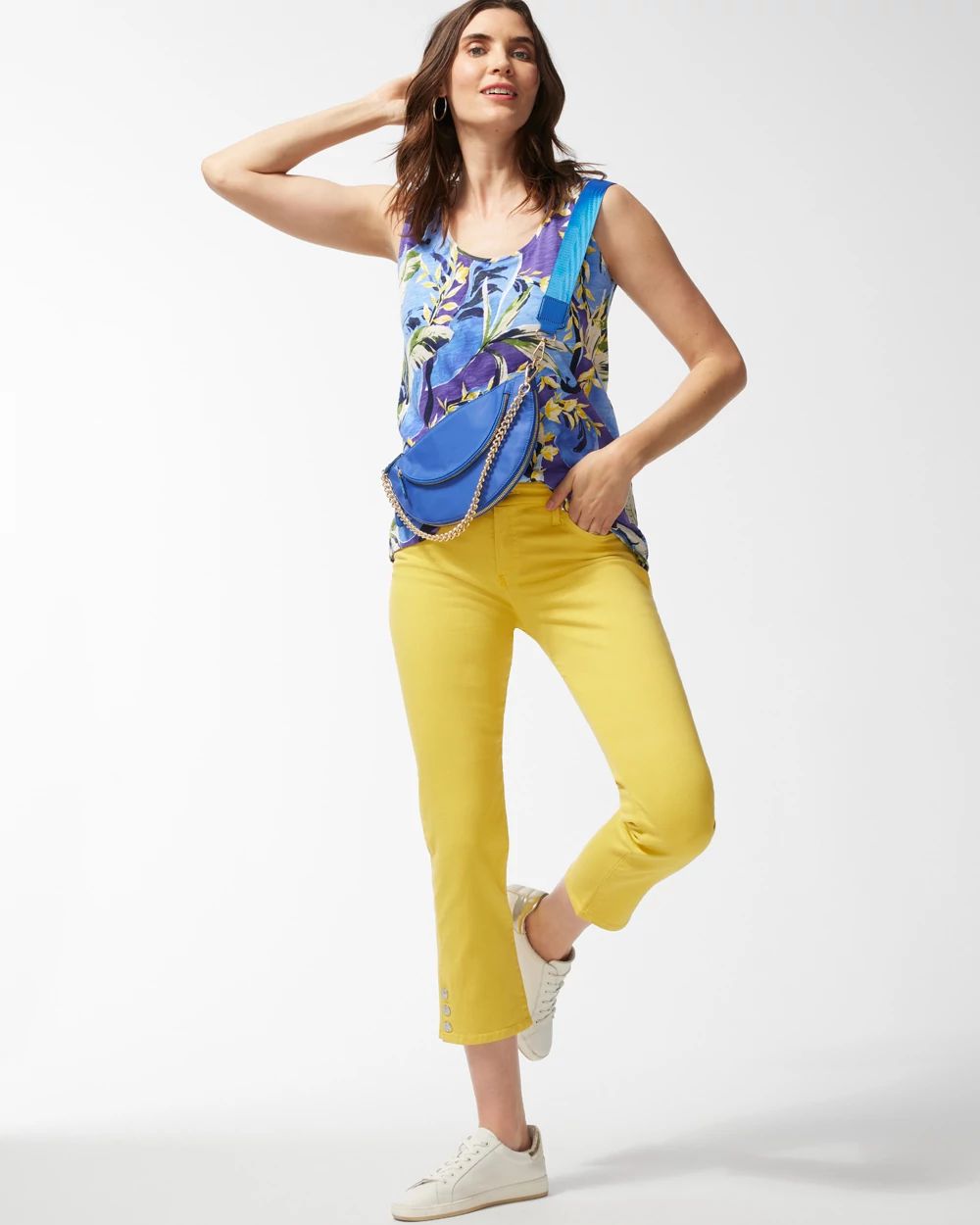 Tropical Print Sleeveless Tunic