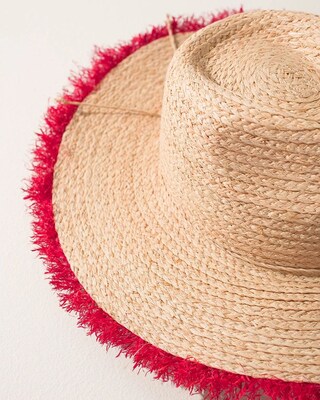 Red Fringe Raffia Straw Hat