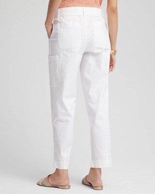 Poplin Pull-On Tapered-Leg Cropped Pants click to view larger image.