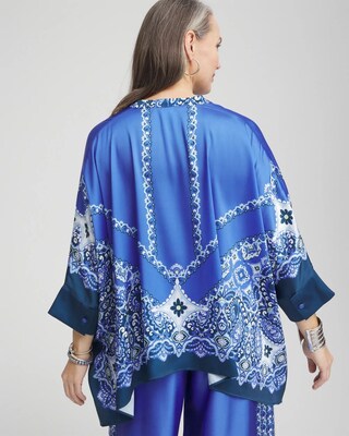 Paisley Splitneck Pleated-Cuff Poncho click to view larger image.