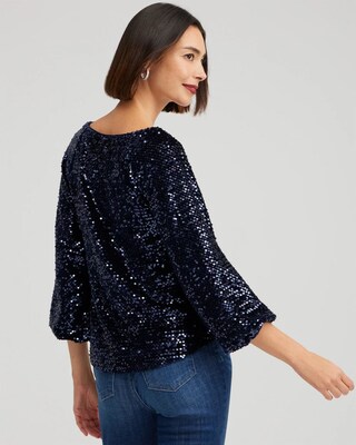 Sequin Velvet Blouson Sleeve Top