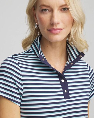 Zenergy® Striped UPF Mockneck Short-Sleeve Top click to view larger image.