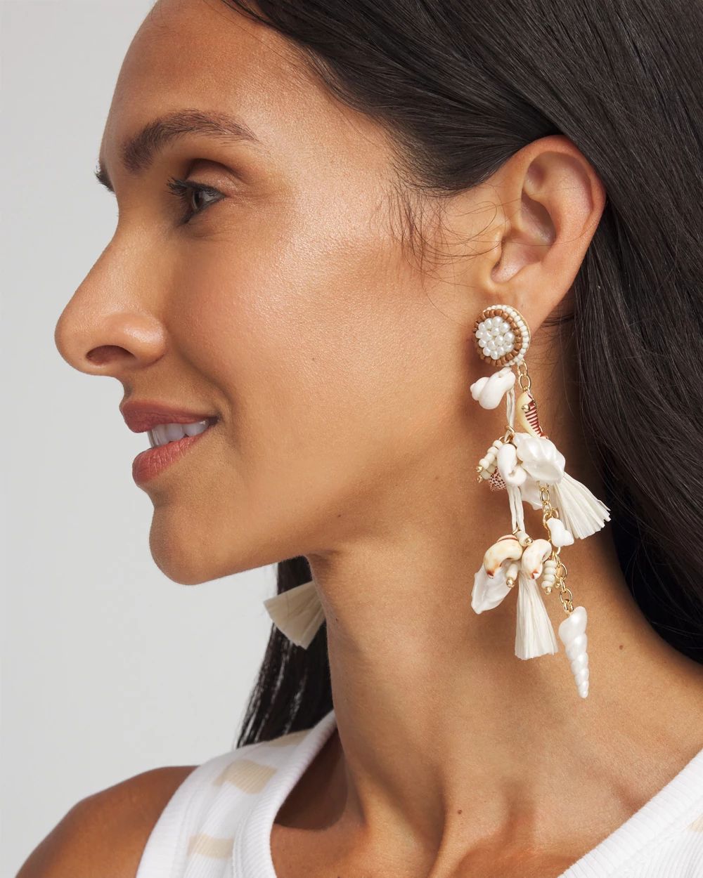Sundial Shell & Raffia Earrings
