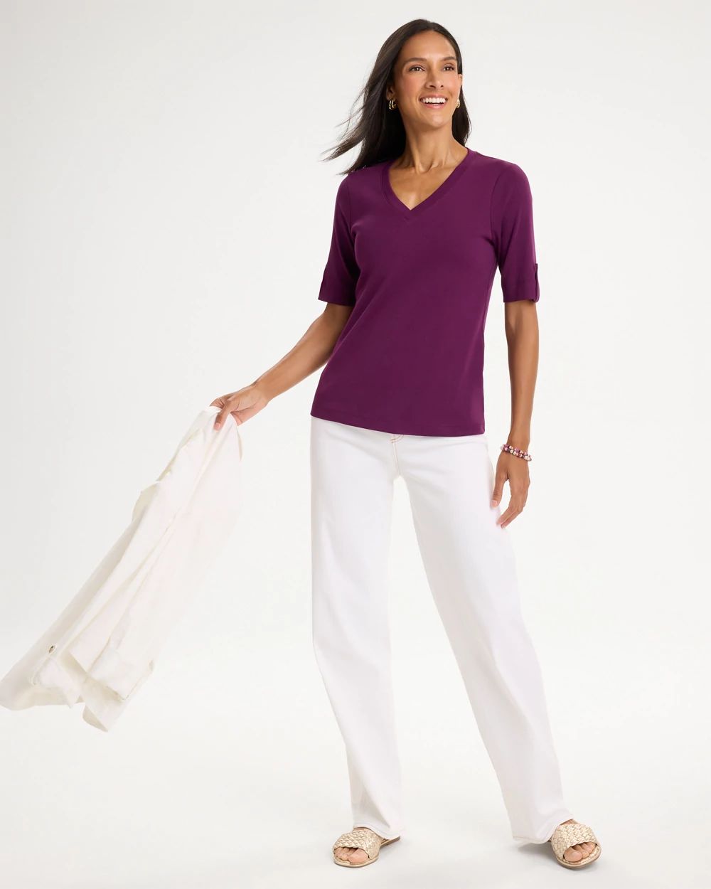 Pima V-Neck Tee click to view larger image.