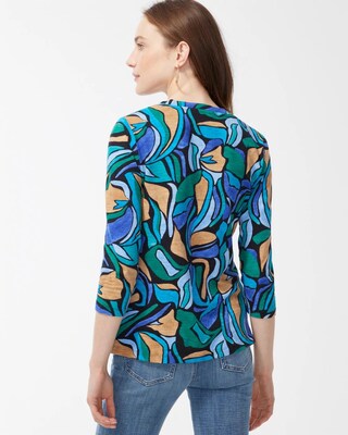 Abstract Print 3/4 Sleeve Tee