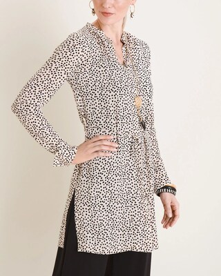 Dot-Print Smocked Tunic