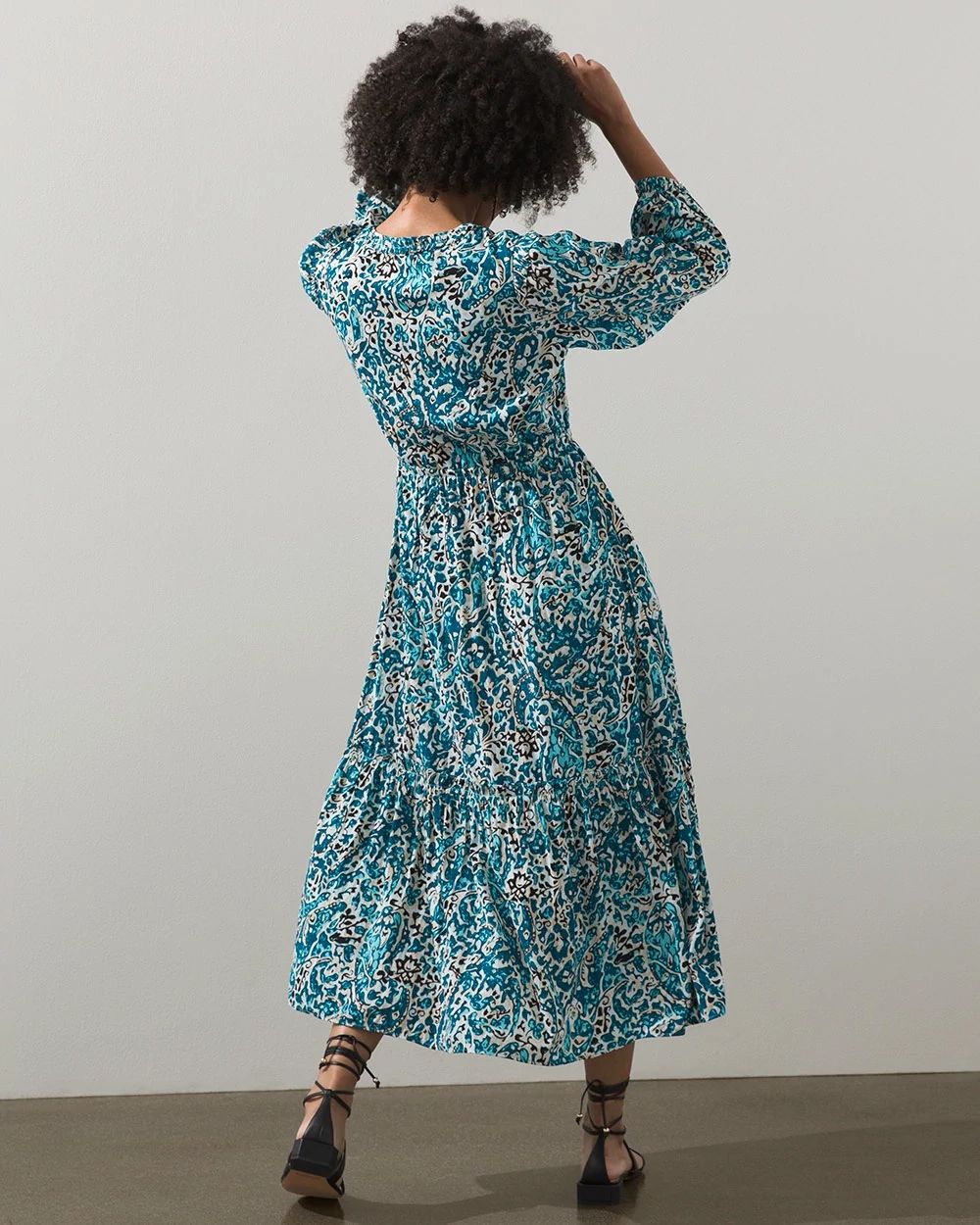 Braid Detail Paisley Midi Dress