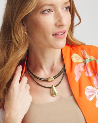 Convertible Leather Pendant Necklace click to view larger image.