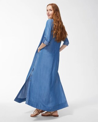 Tencel Side Button Maxi Shirt Dress