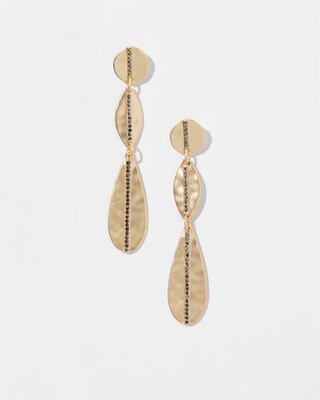 Gold Tone Leaf Linear Earrings