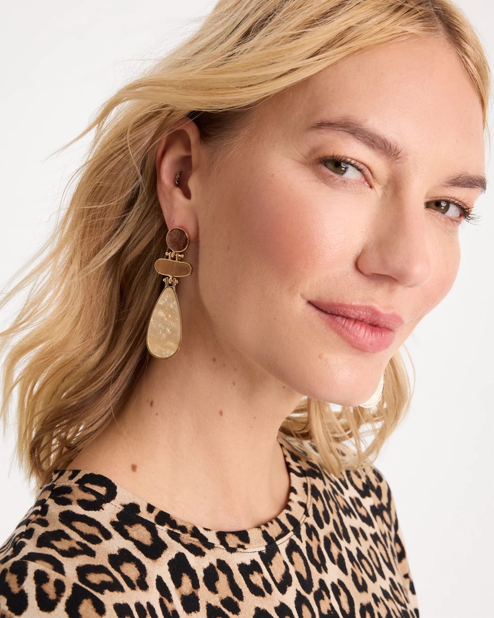 Two-Tone Pearlescent Drop Earrings