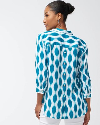 No Iron Linen Dots Button Back Tunic