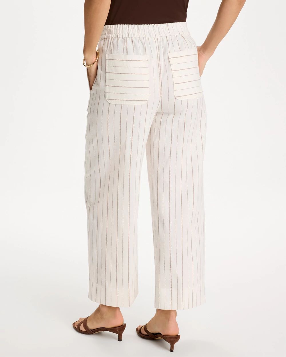 Pinstriped Linen-Cotton Crop Pant click to view larger image.