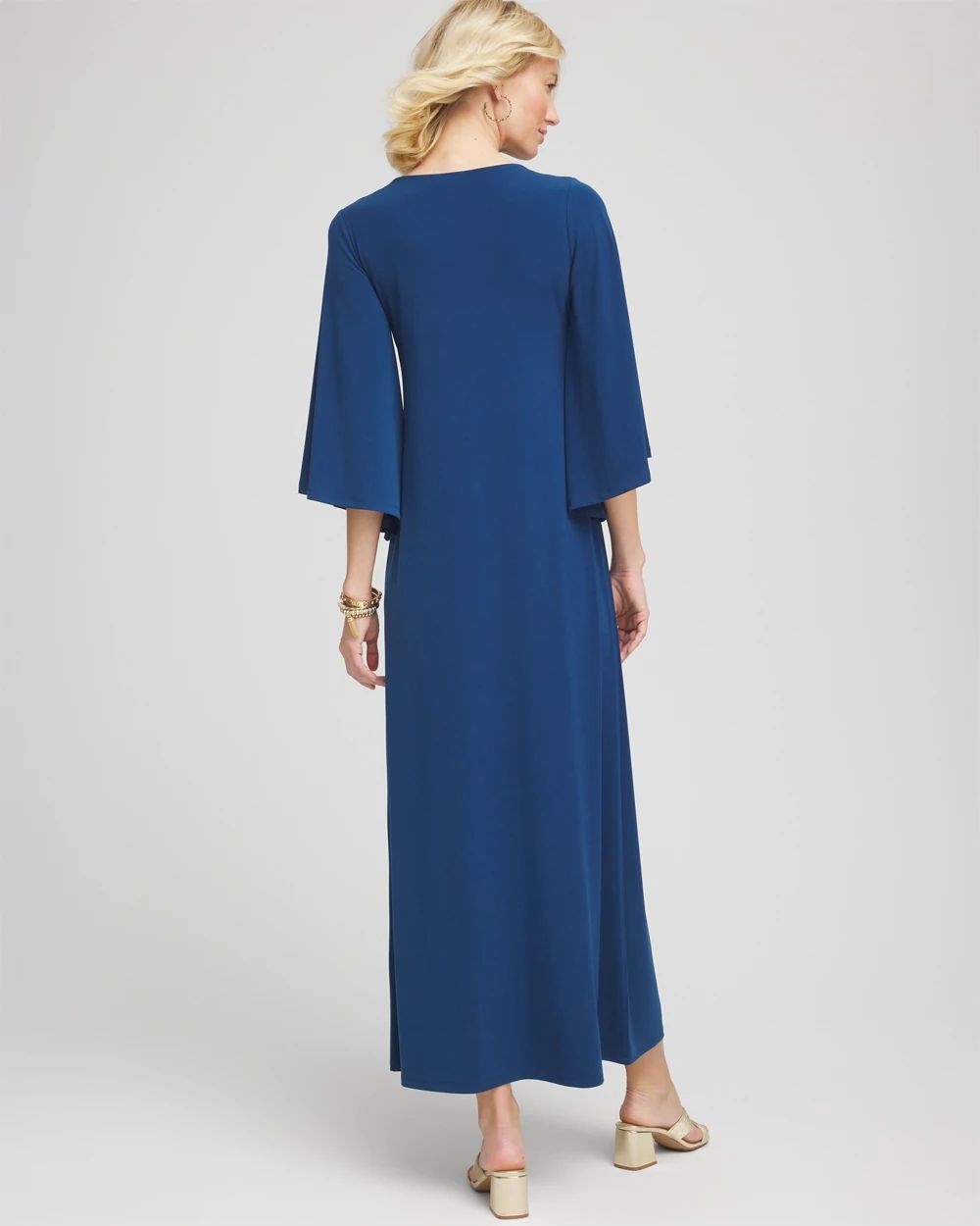 3/4 Flutter-Sleeved Maxi Dress