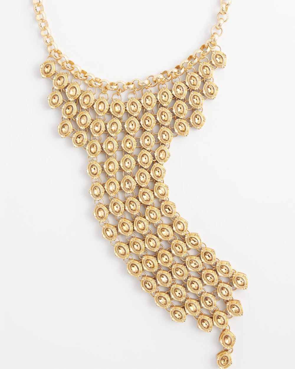 Cascading Gold Tone Statement Necklace