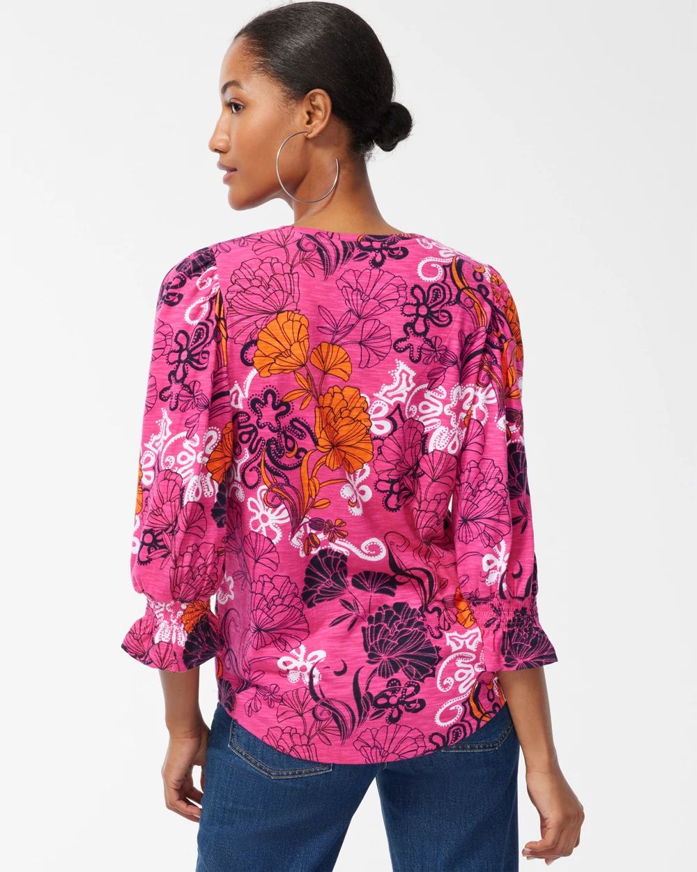 Floral Ruffle Cuff Tee