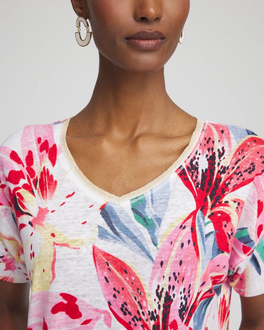 Lily Sweater Trim Linen Tee click to view larger image.