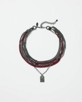 Red Multistrand Short Necklace