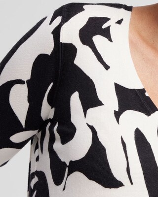 Spun Rayon Abstract V-neck Pullover Sweater