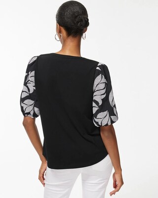 Jacquard Puff Sleeve Tee